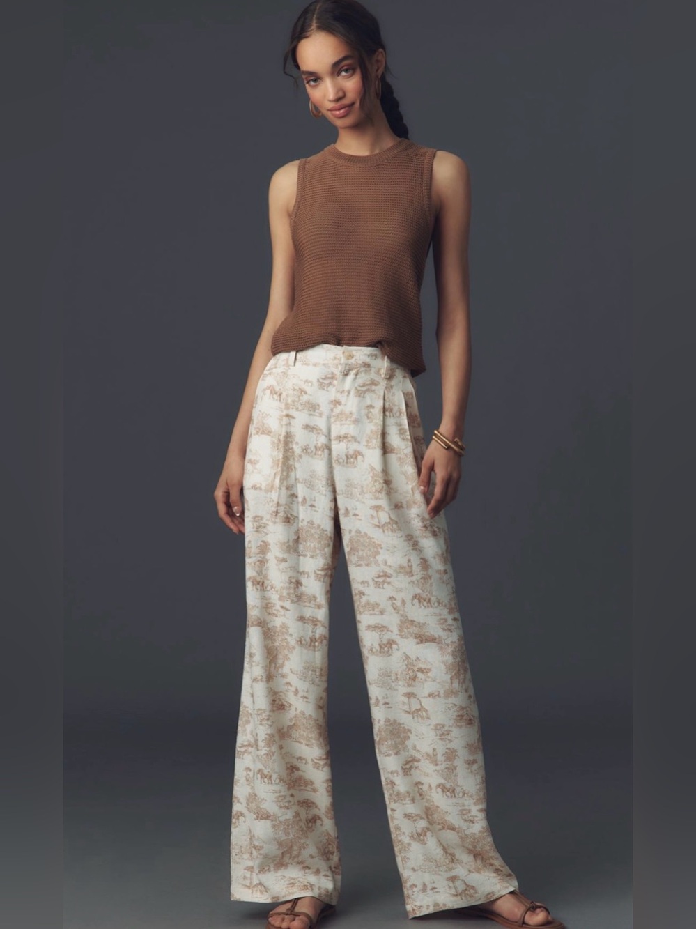 NWOT Avec Les Filles Toile Linen Blend Wide-Leg Pants Size L